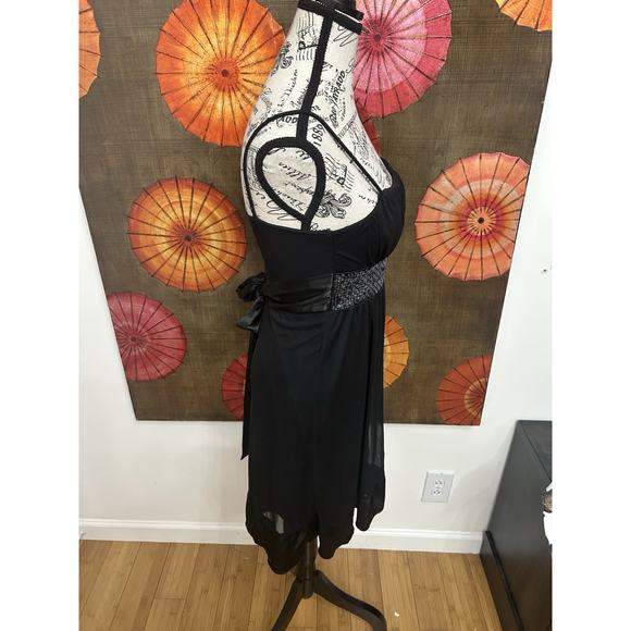 City Triangles Ruched Bodice Lined Sheer Sequin Dress Y2K Party Wear Glam Sz S - Picture 2 of 6